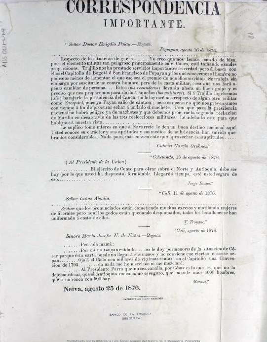 Guerra civil de 1876 Colección La Red Cultural del Banco de la