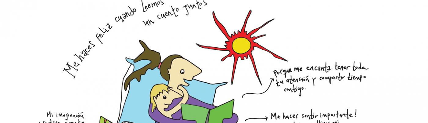 Ilustración Postal de lectura