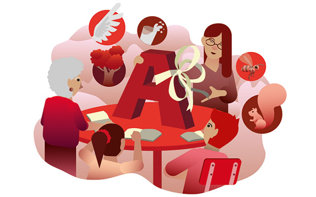 Ilustración de maestra enseñando a sus alumnos