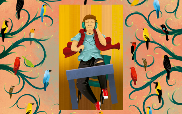 Joven escuchando música