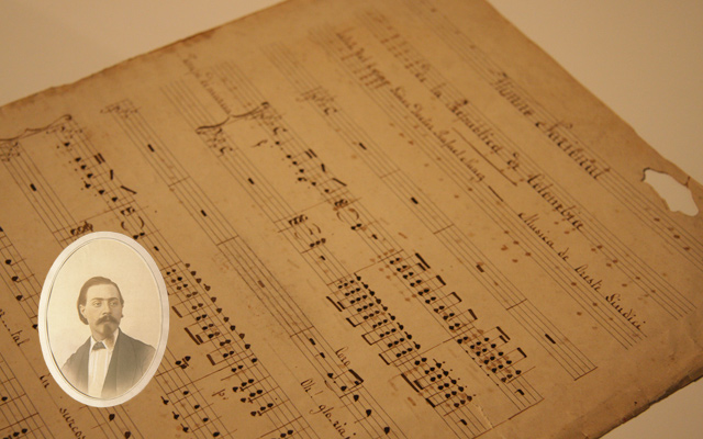 Detalle del manuscrito del Himno Nacional de la República de Colombia 