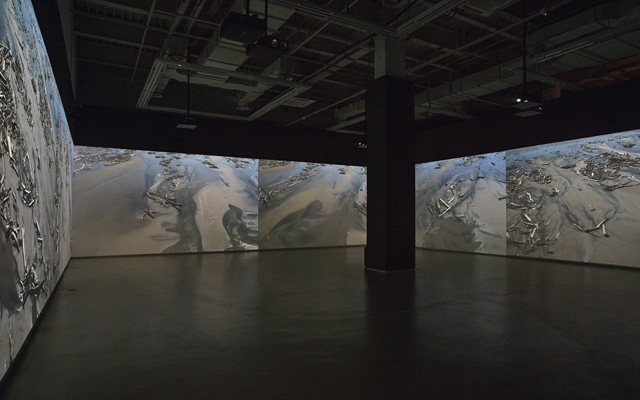 Río por asalto (River by Assault), 2018. Videoinstalación multicanal, 6 pantallas, Sonido 7.1. 9:44 min. XII Bienal de Shanghai, China 2018-2019