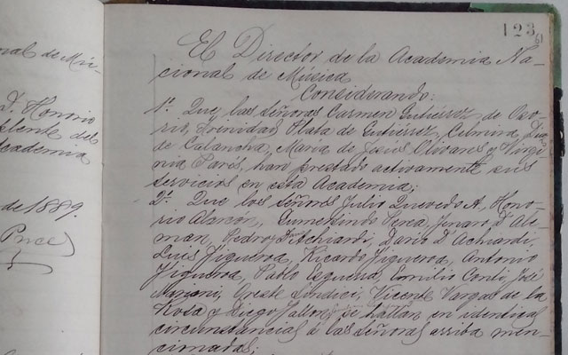 Actas del Consejo Directivo de la Academia Nacional de Música