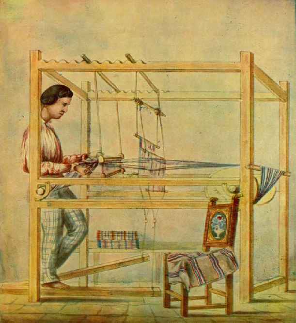 Fibras naturales y arte textil en Boyacá y Santander. Tejedor en telar.