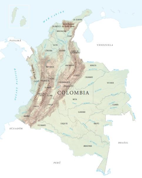 Mapa físico de Colombia 