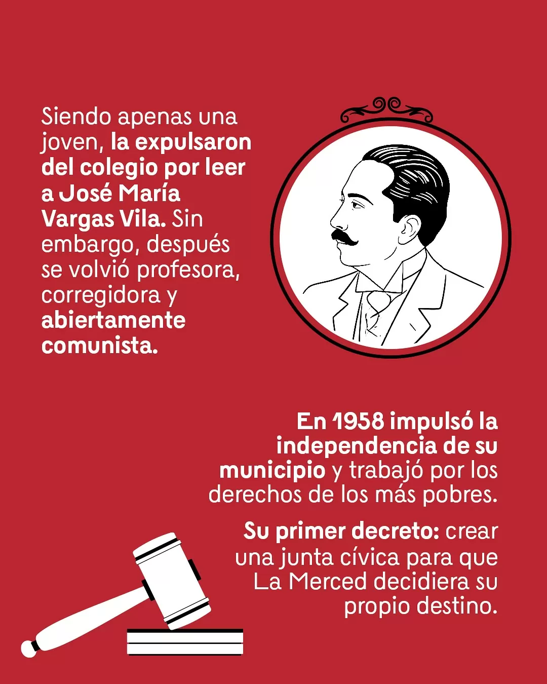 Ilustración fondo rojo, con la imagen de Fanny González Taborda, refiriendo a uno de sus poemas.