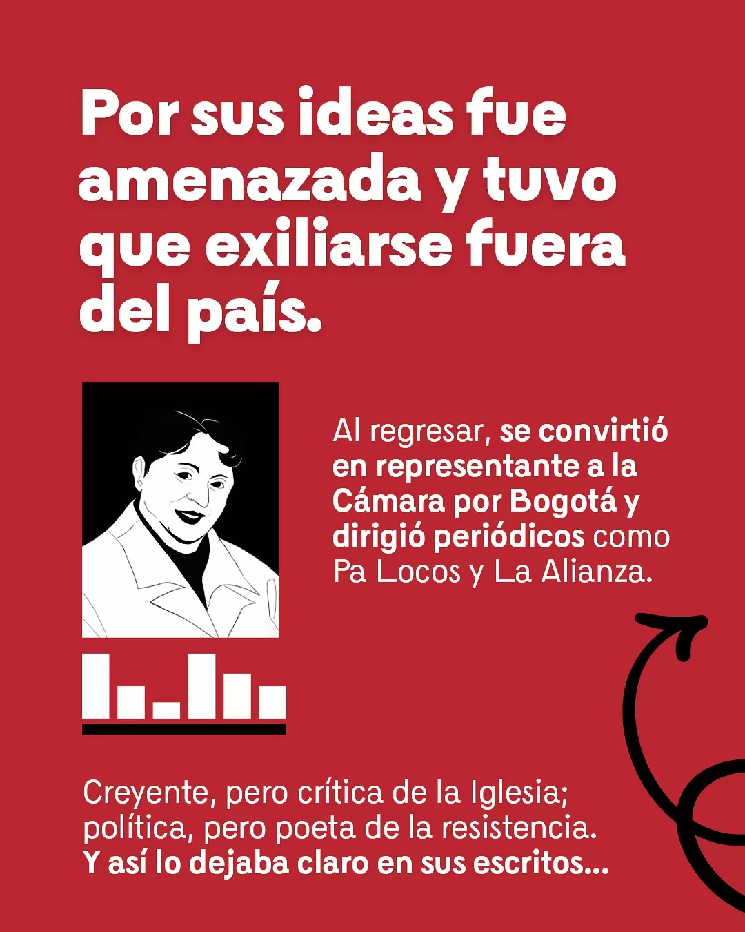 Ilustración fondo rojo, con la imagen de Fanny González Taborda, refiriendo a uno de sus poemas.