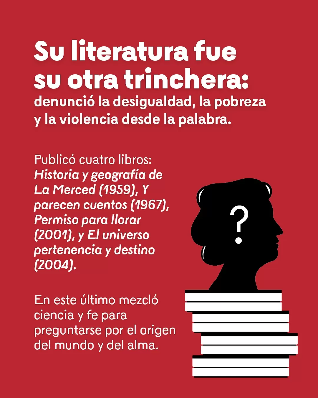 Ilustración fondo rojo, con la imagen de Fanny González Taborda, refiriendo a uno de sus poemas.