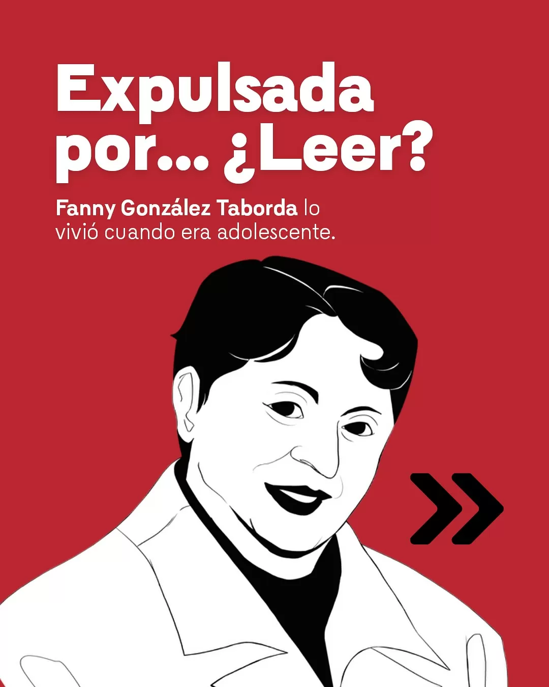 Ilustración fondo rojo, con la imagen de Fanny González Taborda, refiriendo a uno de sus poemas.