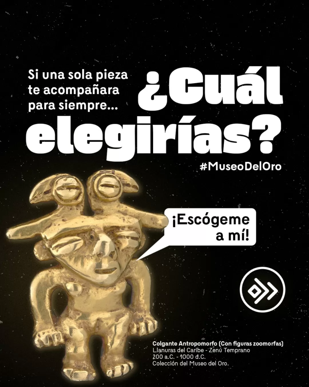 Colgante antropomorfo (configuras zoomorfas), del Museo del Oro