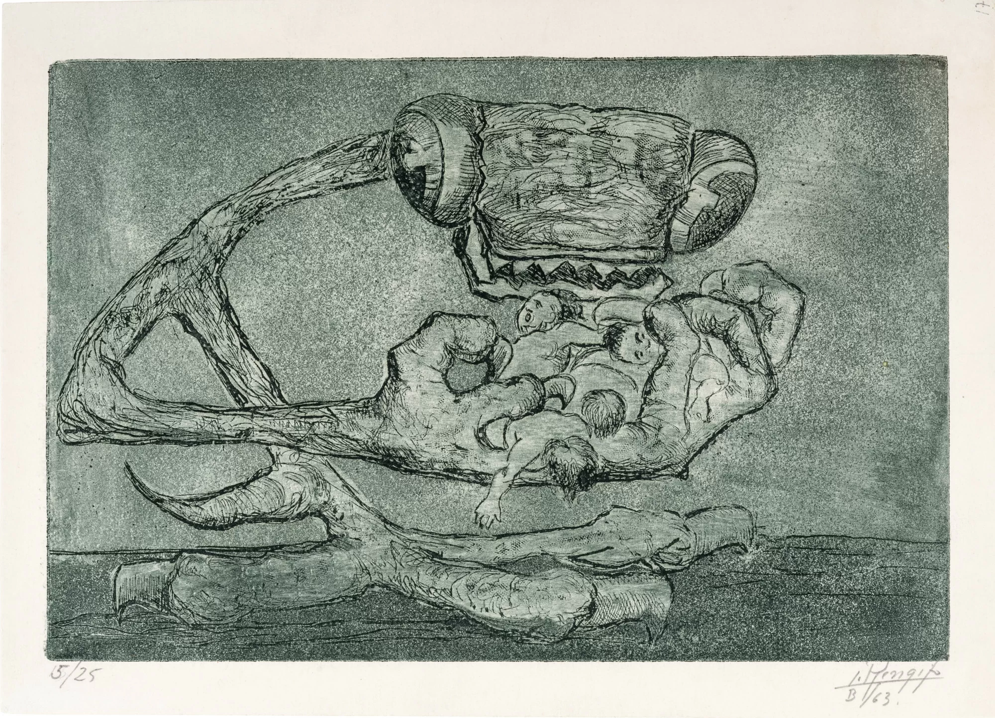 Luis Ángel Rengifo. “13 Grabados sobre la Violencia - Grabado Nro. 10”. Ed. 5/25. Obra gráfica. Grabado en metal, aguafuerte y aguatinta. 1963.