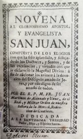 Foto a color de la Novena al gloriosísimo apóstol, y evangelista San Juan