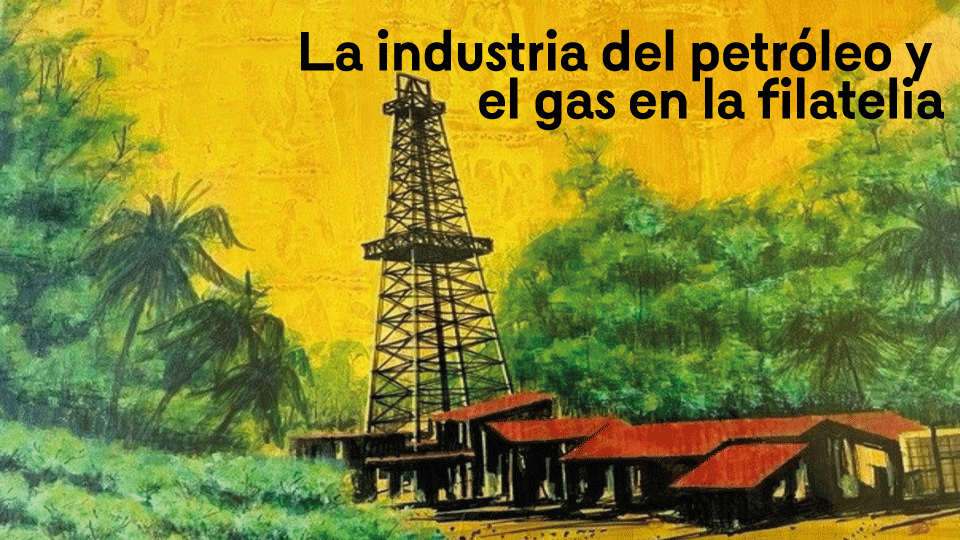 pintura con una torreo de petroleo