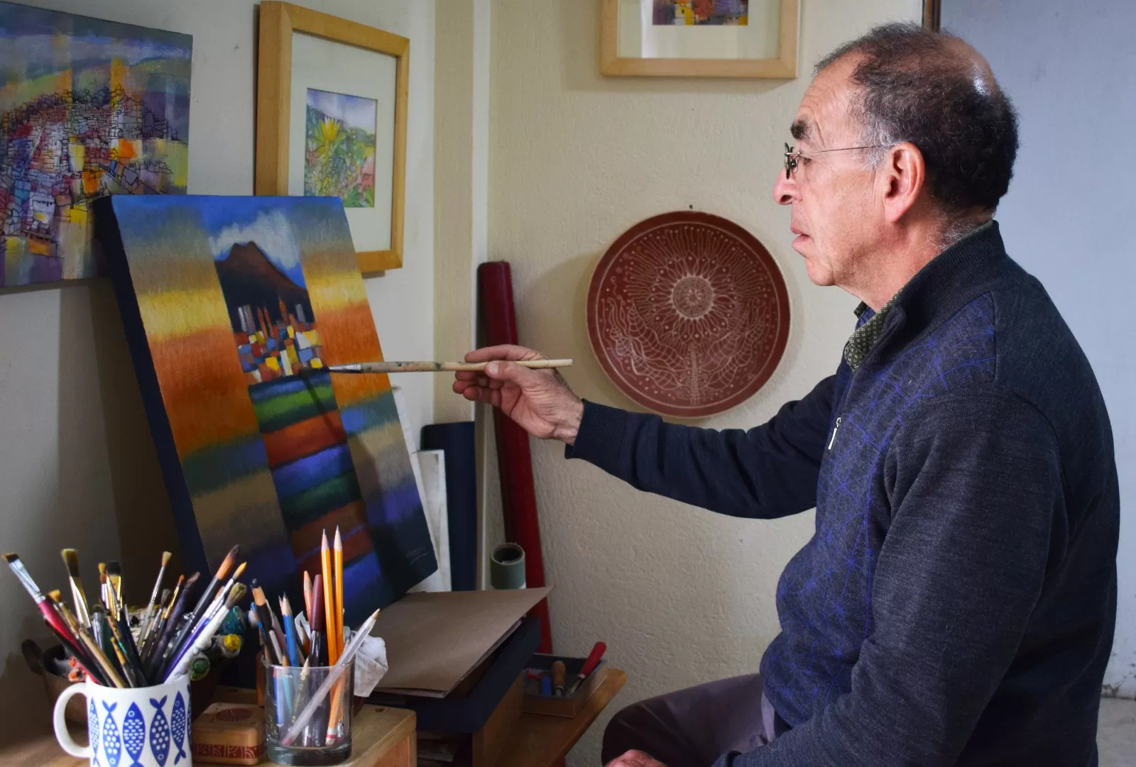 En la imagen se puede mirar la foto del maestro Álvaro Pantoja, artista nariñense