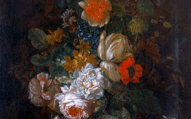 Pintura donde se ve un ramo de flores