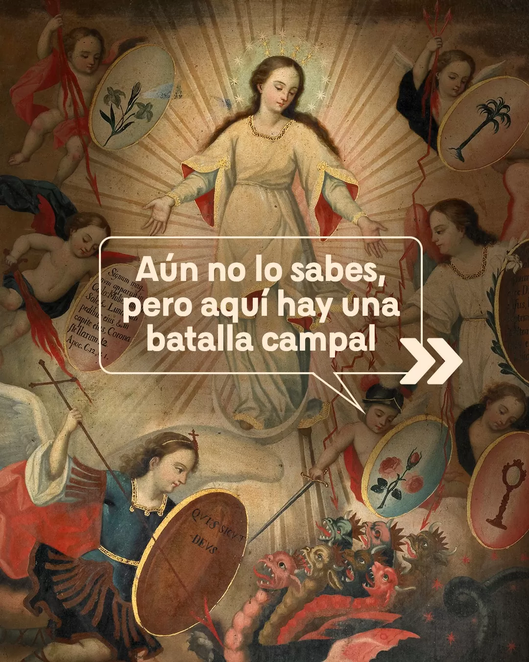 Ilustración con la pintura Apocalipsis y la Inmaculada Concepción con la advocación de la Virgen Niña (1700-1799), Anónimo 