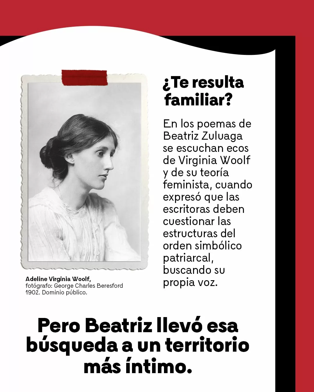 Ilustración, con una foto a blanco y negro de la escritora Virginia Woolf