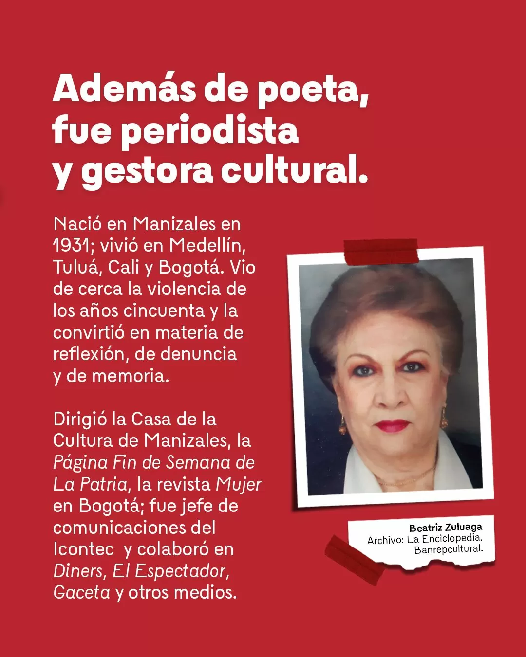 Foto a color de Beatriz Zuluaga 