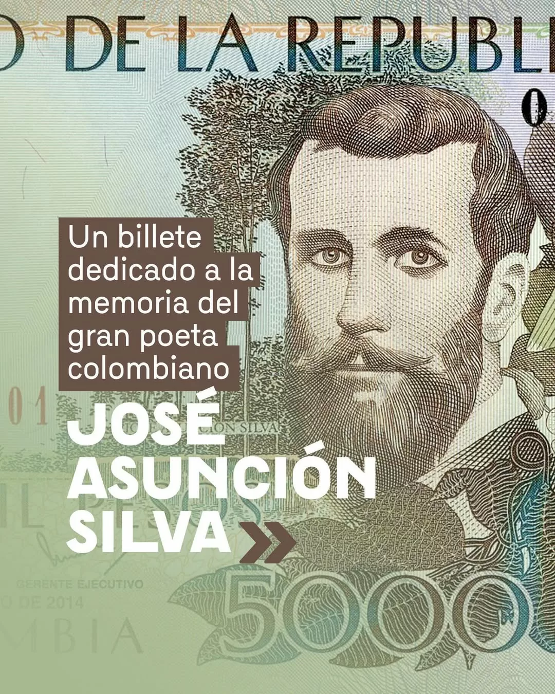 José Asunción Silva en el billete de 5000