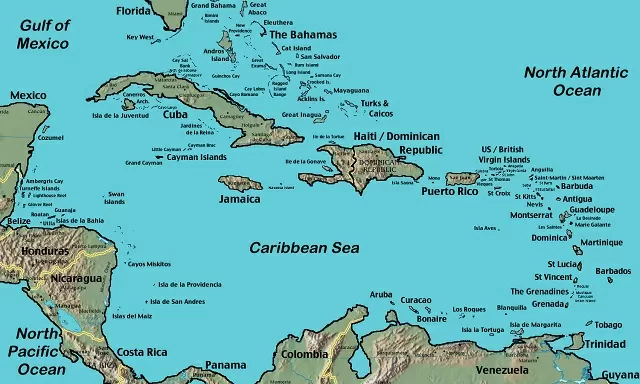Mapa de las Antillas 