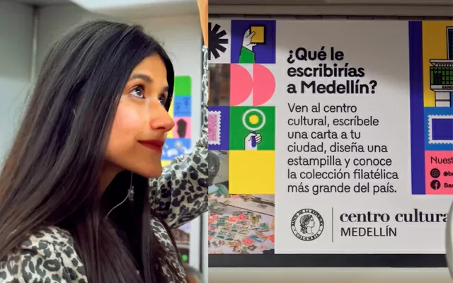 Samerly Pérez, observado los detalles del metro sobre el Centro Cultural Medellin