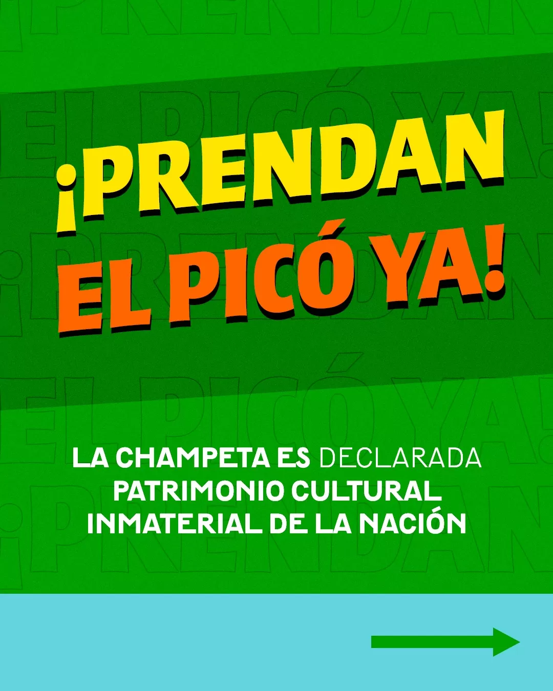 Ilustración, con fondo verde y letras amarillas y naranjas