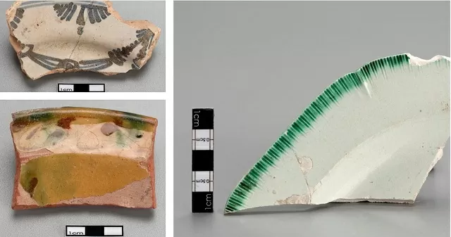 Fragmentos de mayólicas encontradas en el Museo del Oro Tairona