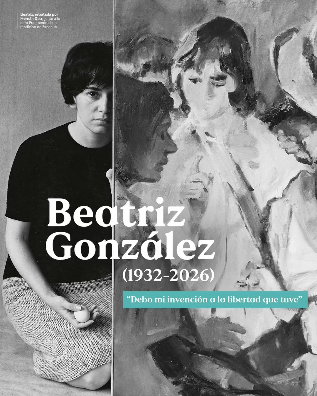 Retrato a blanco y negro de Beatriz González, por Hernán Diaz