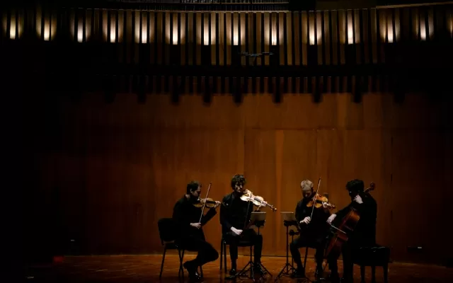 Foto del concierto del Cuarteto Agate en la Sala de Conciertos de la Biblioteca Luis Ángel Arango