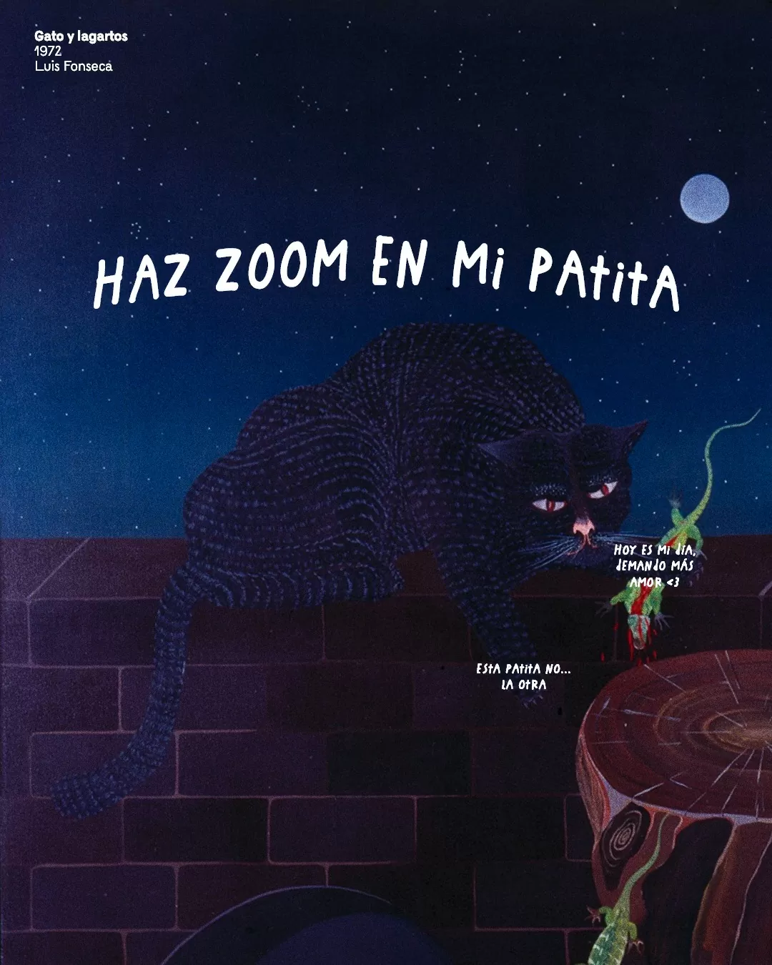 Pintura con un gato y lagartos, de Luis Fonseca