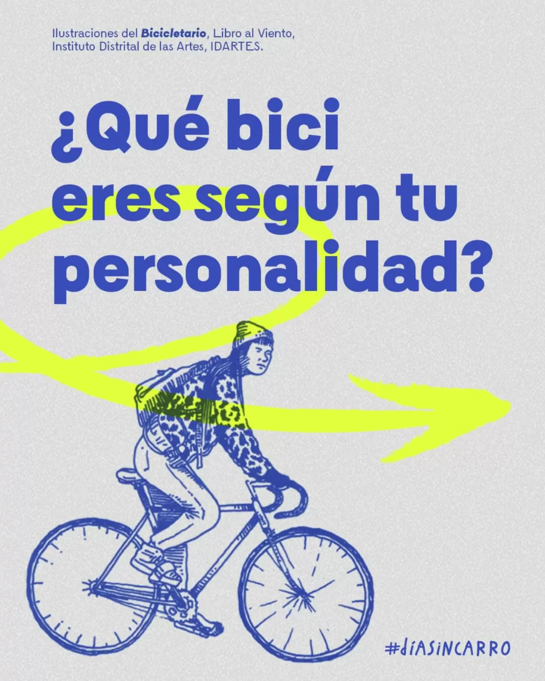 Ilustración azul, de un hombre montando bicicleta