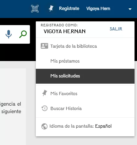 Descubridor Sección Mis solicitudes