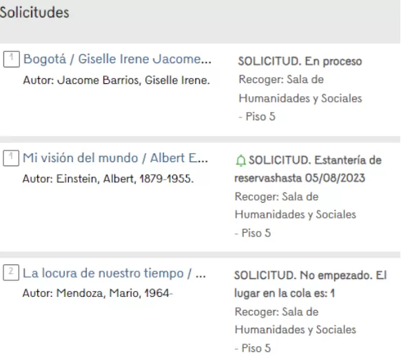 Solicitudes de préstamo en el Descubridor