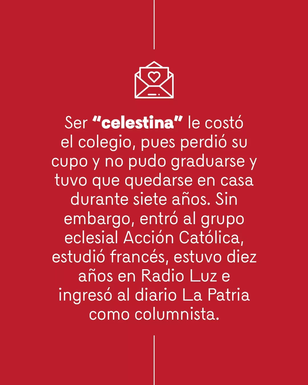 Texto blanco sobre fondo rojo, explicando la historia de Dorian Hoyos Parra