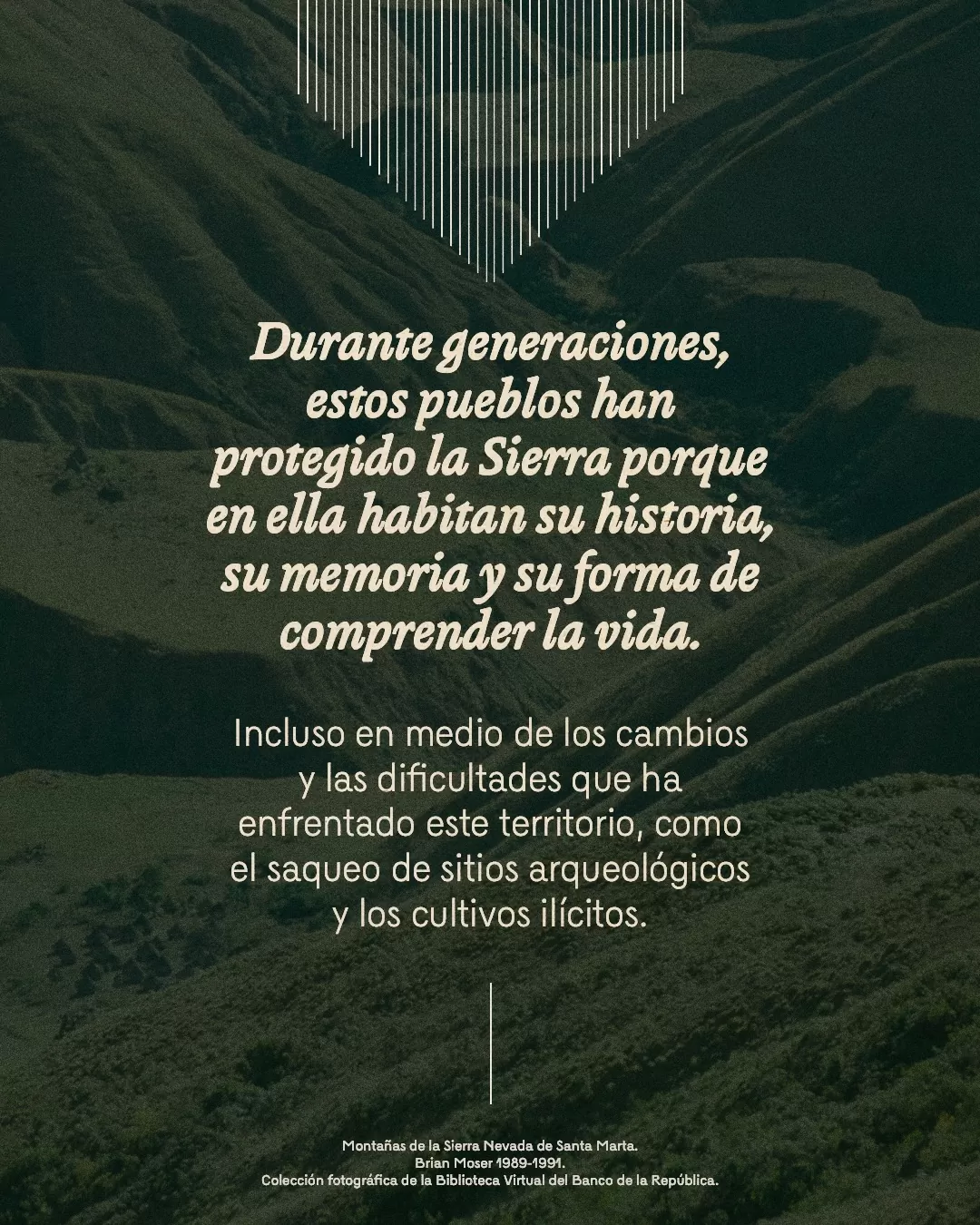 Fotografía de montañas de la Sierra Nevada y el texto: Durante generaciones, estos pueblos han protegido la Sierra Nevada porque en ella habitan su historia, su memoria y su forma de comprender la vida