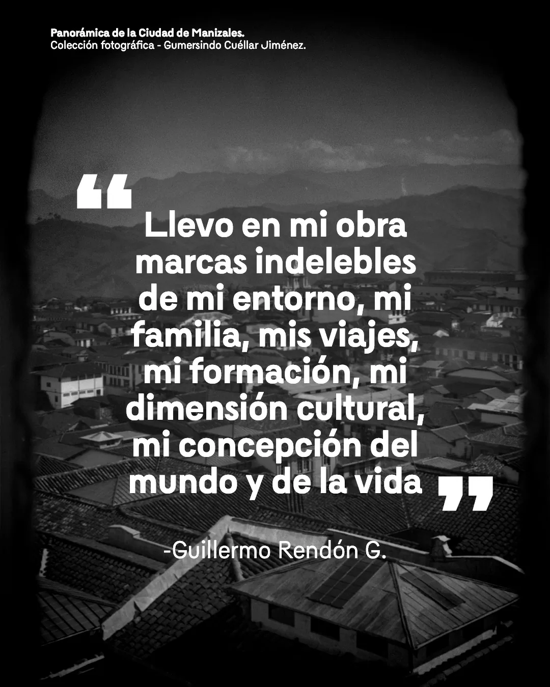 Foto panorámica de Manizales, a blanco y negro 