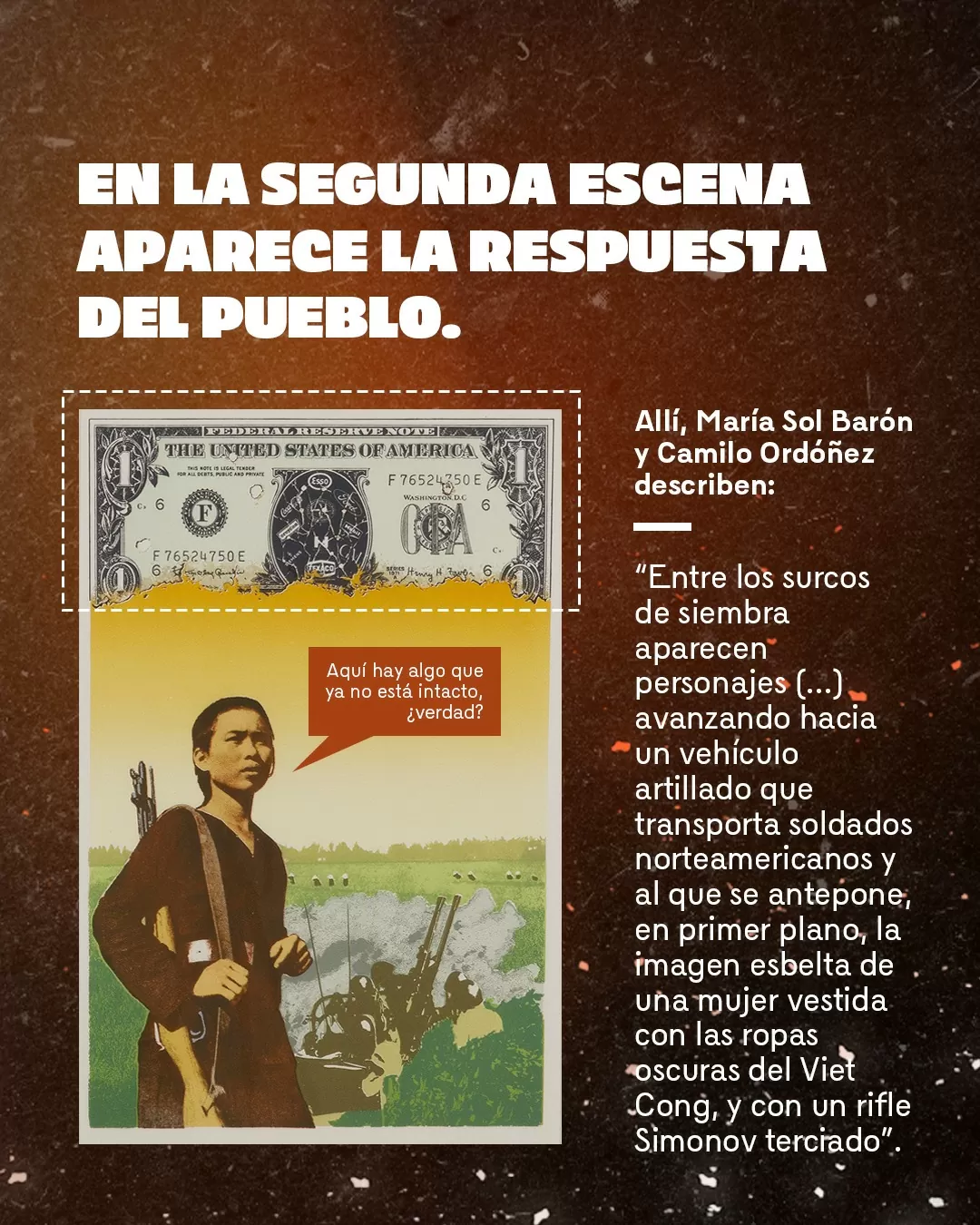 Imagen de la guerra y el texto: En la segunda escena aparece la respuesta del pueblo