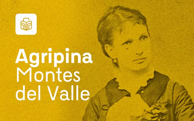 Retrato de Agripina Montes del Valle con el logo del proyecto Fondos Abiertos de autores colombianos