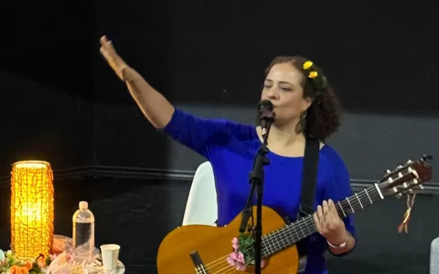En la foto se observa a Sofia Dominguez en un concierto 