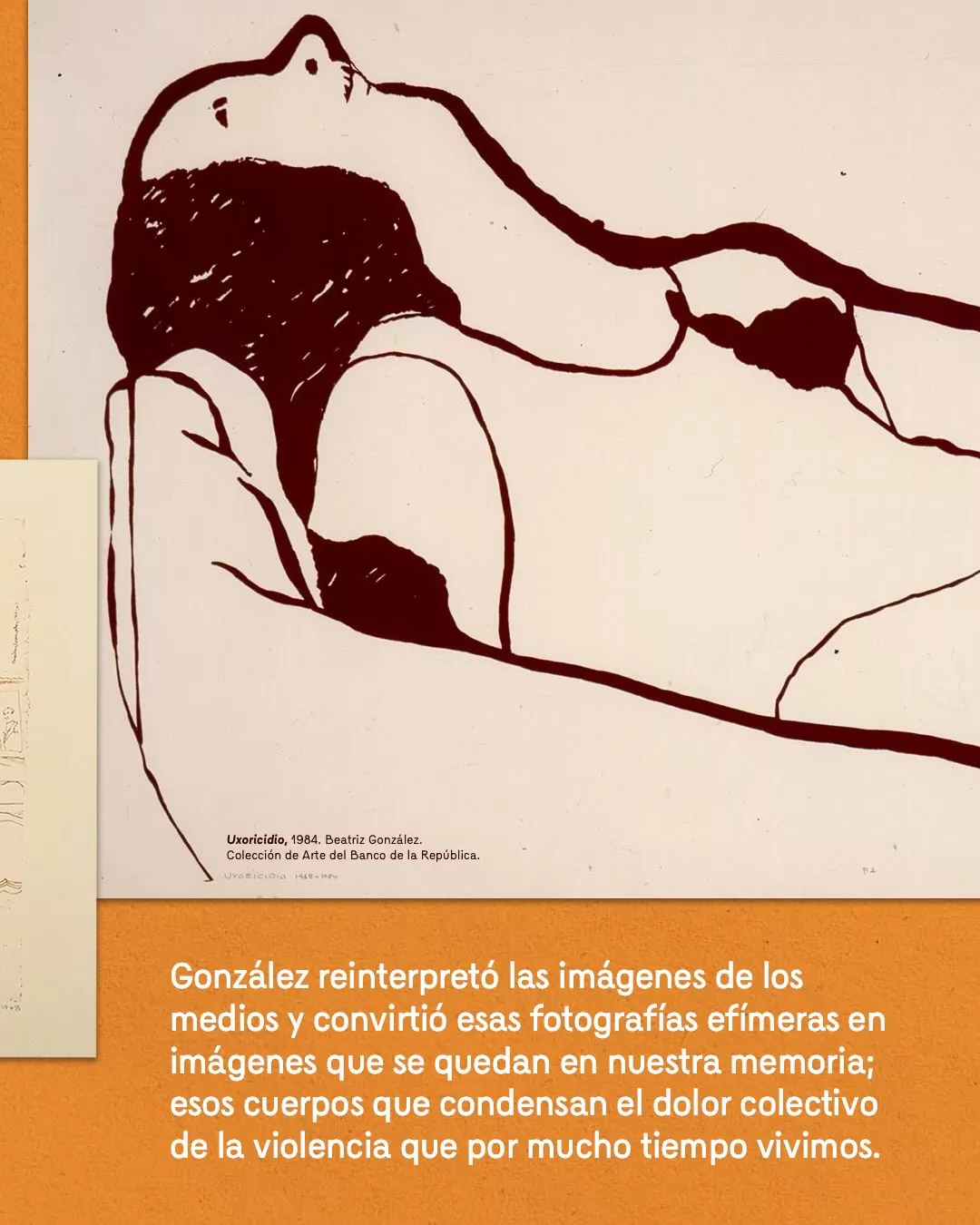 Obra Uxoricidio y el texto: González reinterpretó las imágenes de los medios y convirtió fotografías efímeras en imágenes que se quedan en nuestra memoria