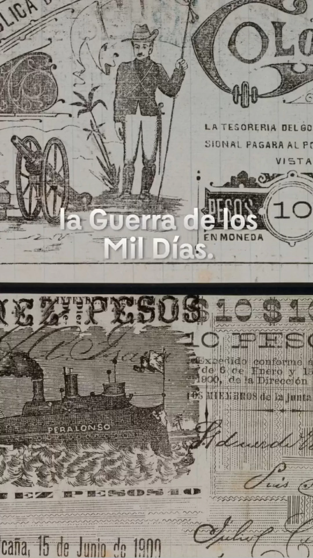 Billetes impresos en papel durante la guerra d e los mil días 
