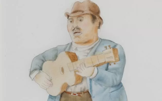 Pintura de un hombre tocando guitarra