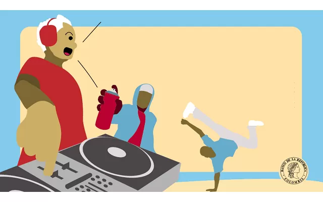 Ilustración de DJ en cartillas digitales de maletas musicales del Pacífico