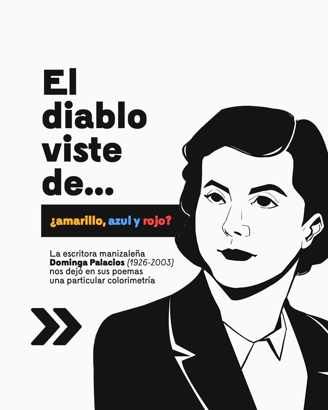 Ilustración a blanco y negro de la escritora manizaleña Dominga Palacios (1926-2003)