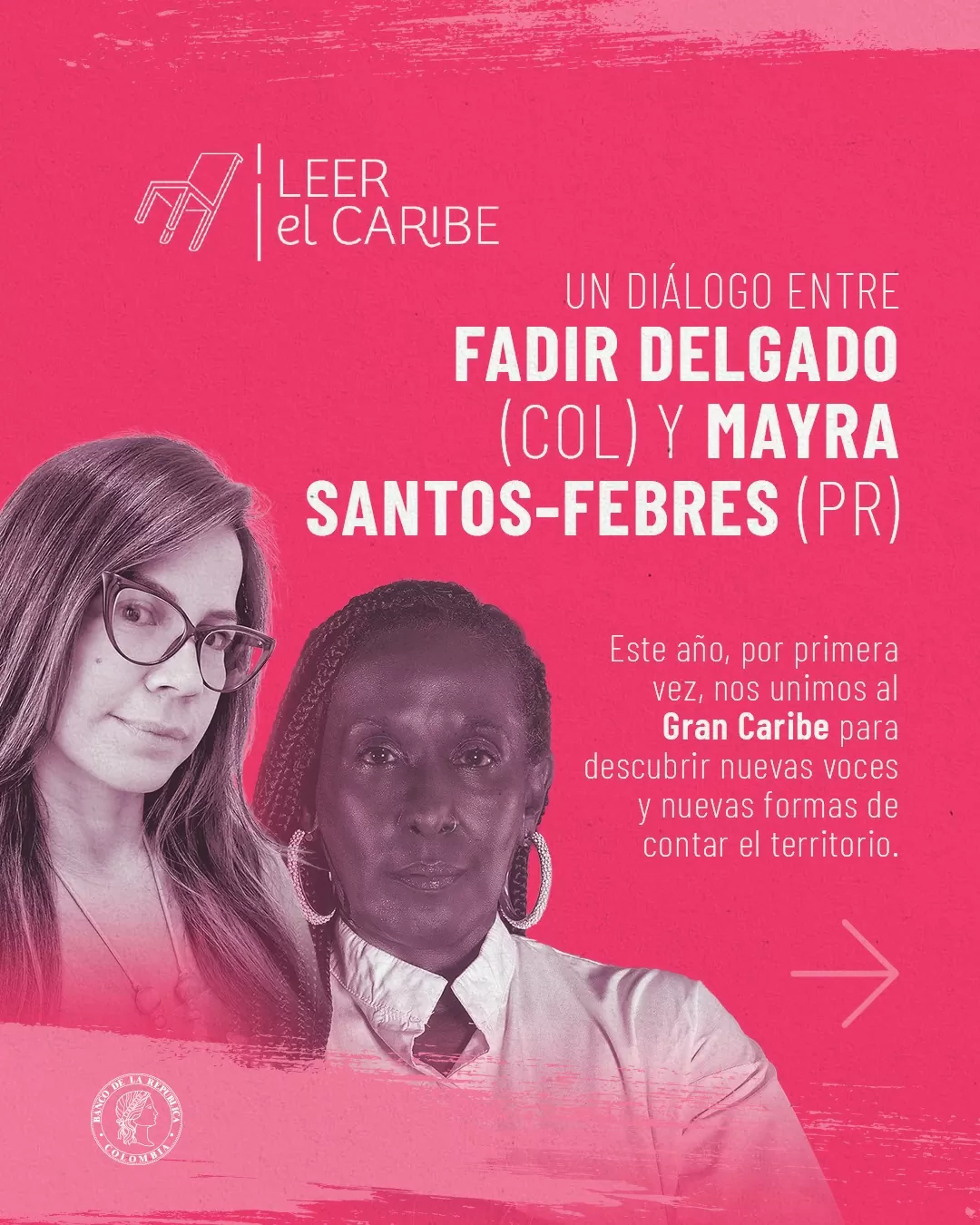 Fotografía a blanco y negro de Fadir Delgado  y Mayra Santos-Febres