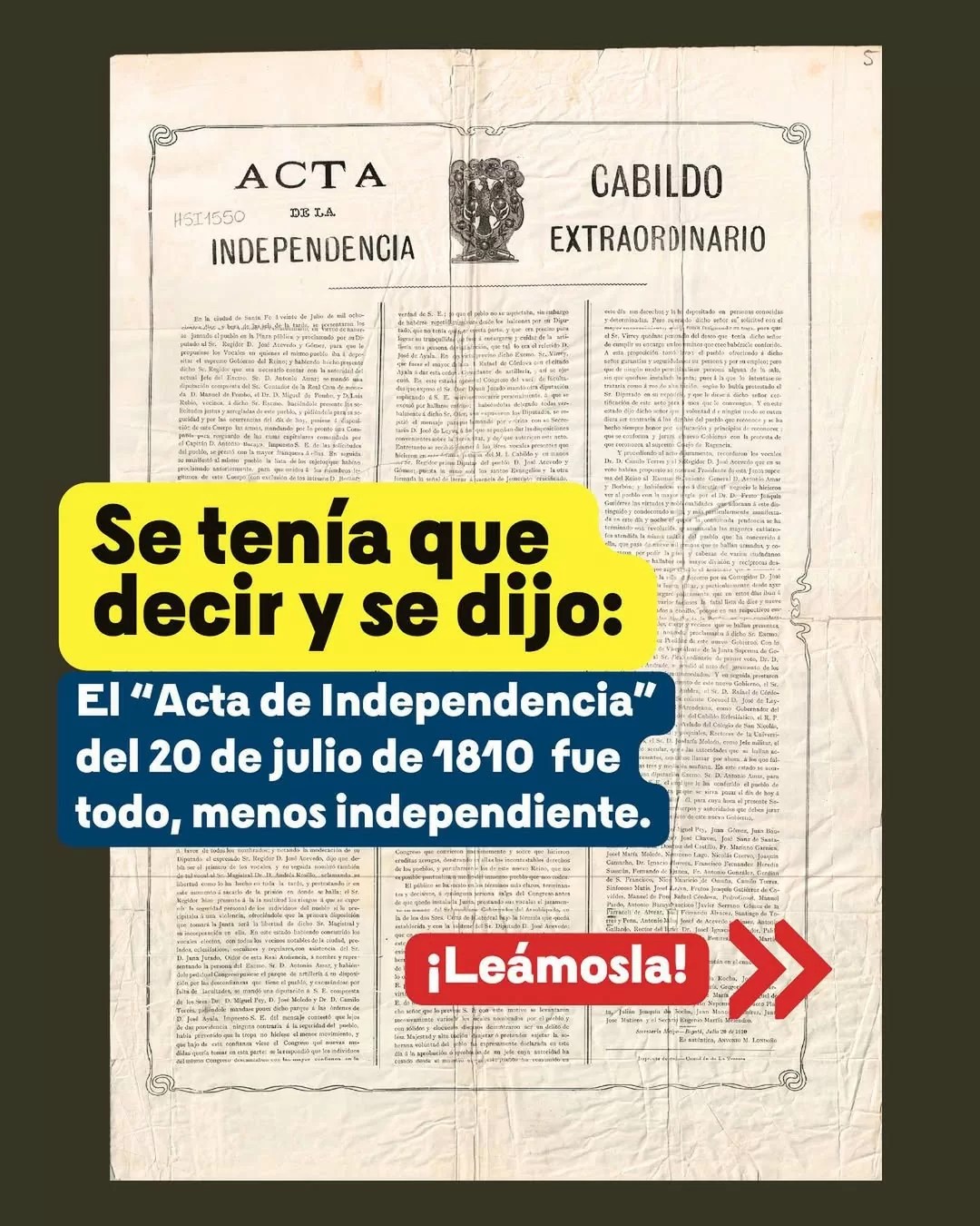 Acta reproducida por Antonio M. Londoño (1910), en la Imprenta de Carteles de Bogotá