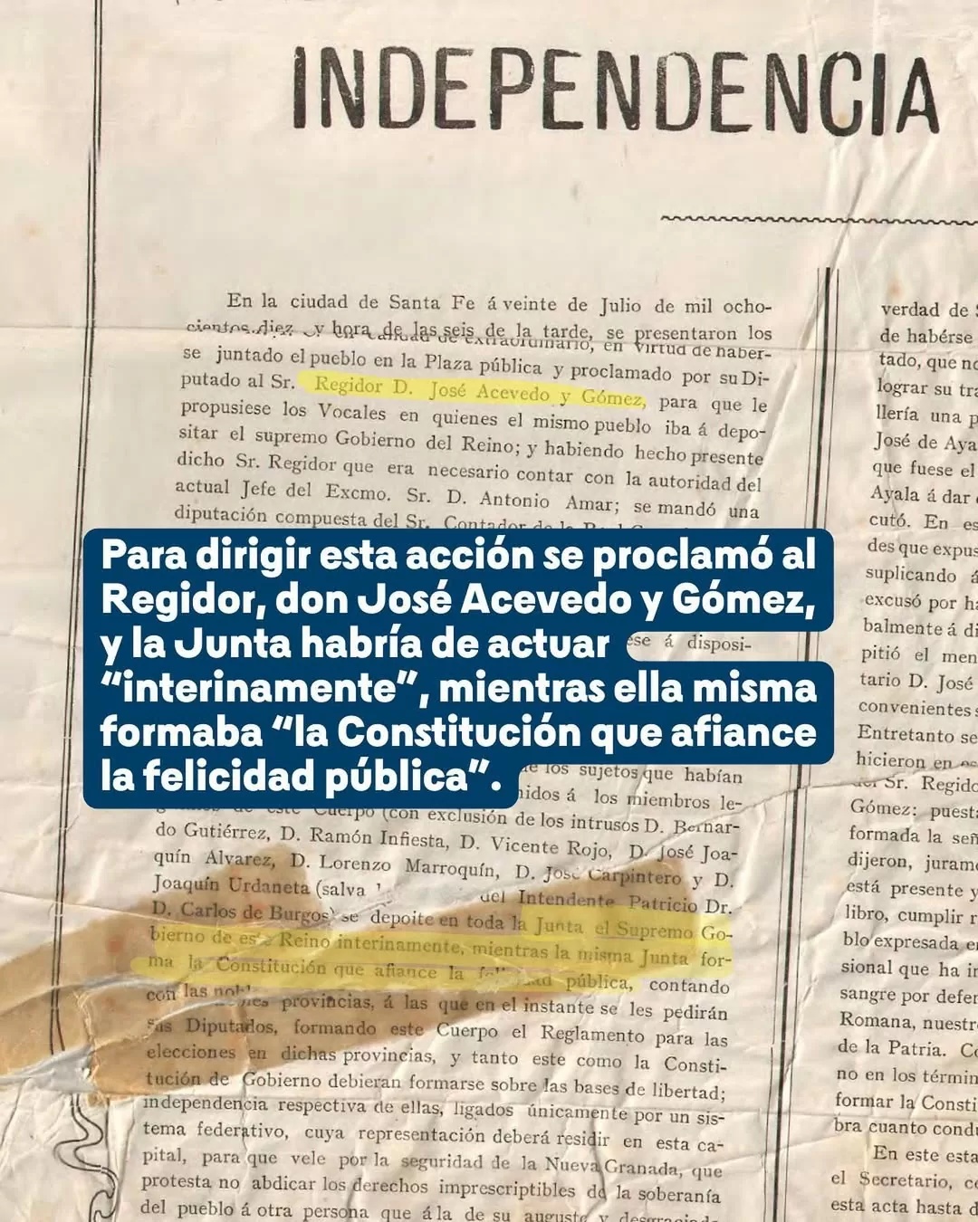Acta reproducida por Antonio M. Londoño (1910), en la Imprenta de Carteles de Bogotá