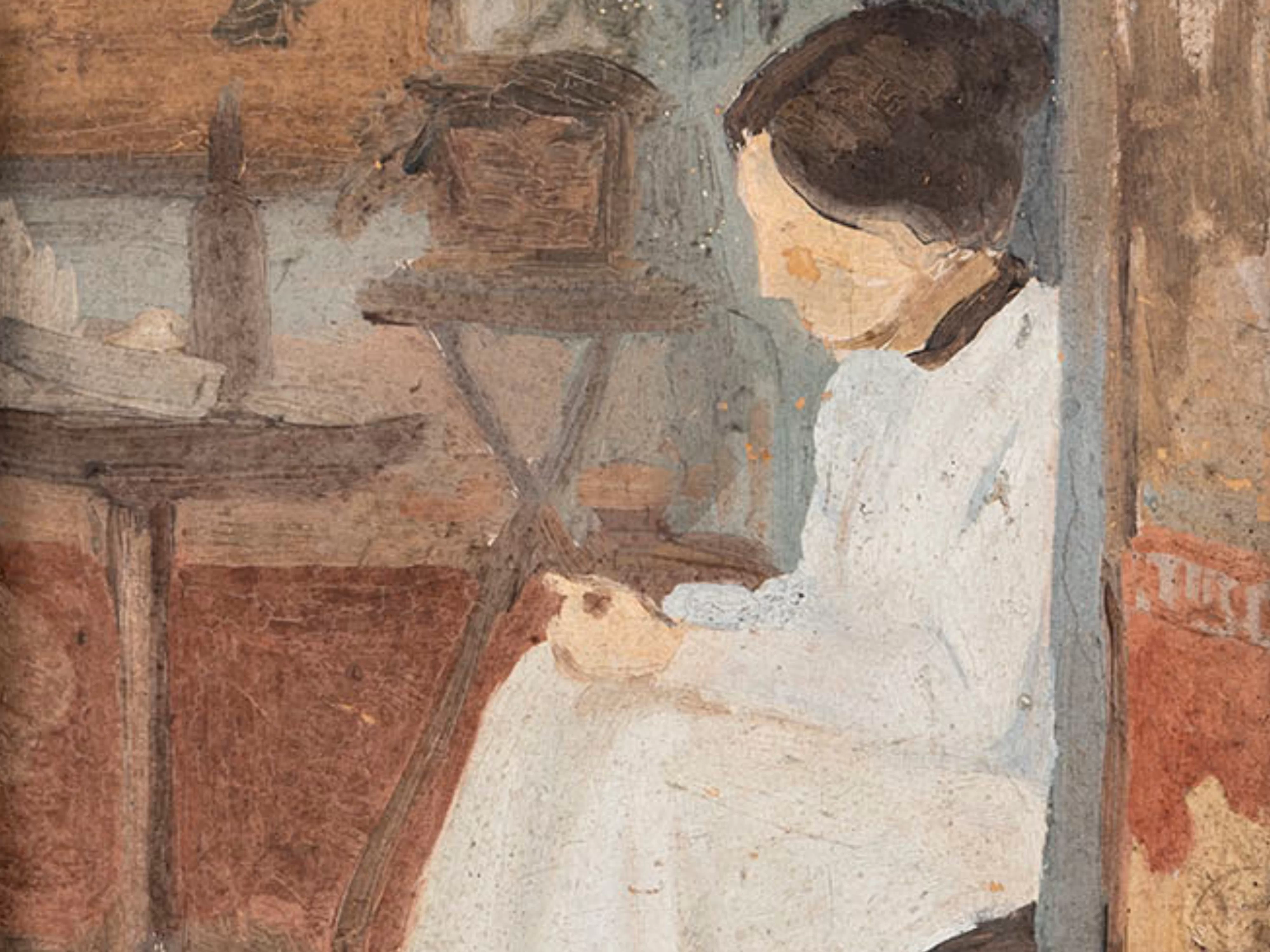 Pintura donde se ve una mujer sentada leyendo una carta