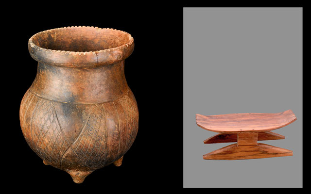 Urna Cauca Medio y banquito Emberá Catío