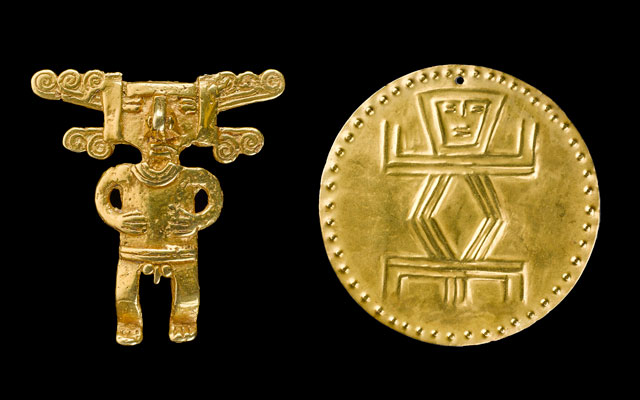 Colgante y pectoral Cauca Medio Tardío